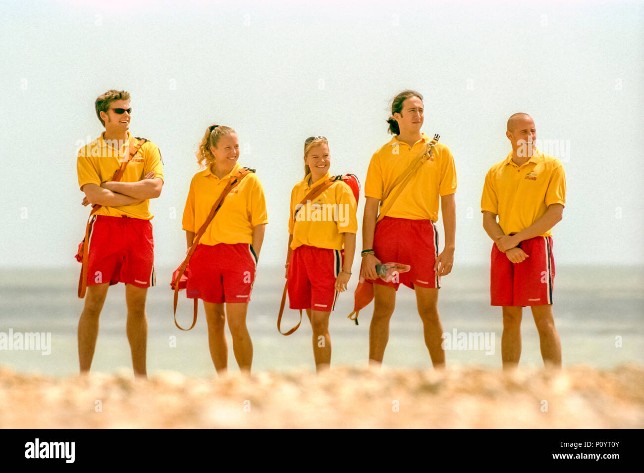 Lifeguards on the beach at Eastbourne Stock Photo Alamy
