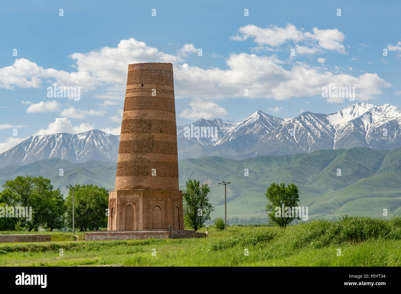 Burana Tower, Tokmok, Kyrgyzstan Stock Photo