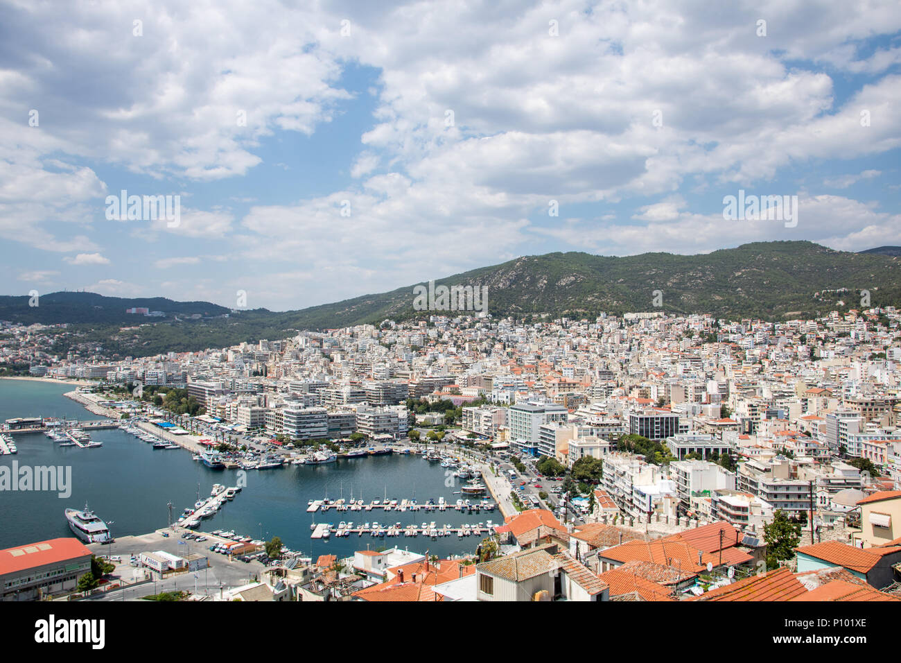 Old town and port of Kavala, Greece Stock Photo