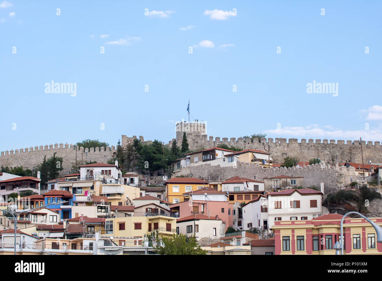 Old town and port of Kavala, Greece Stock Photo