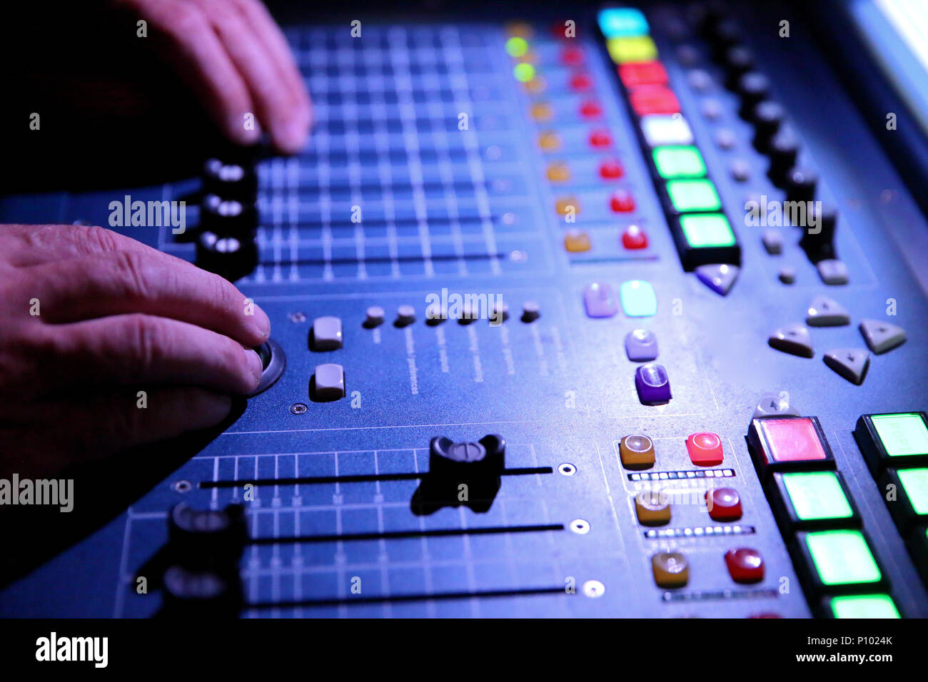 Music mixer during the concert Stock Photo Alamy