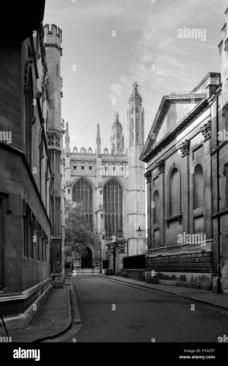 King's College and Clare College Chapels, Trinity Lane Cambridge Stock Photo