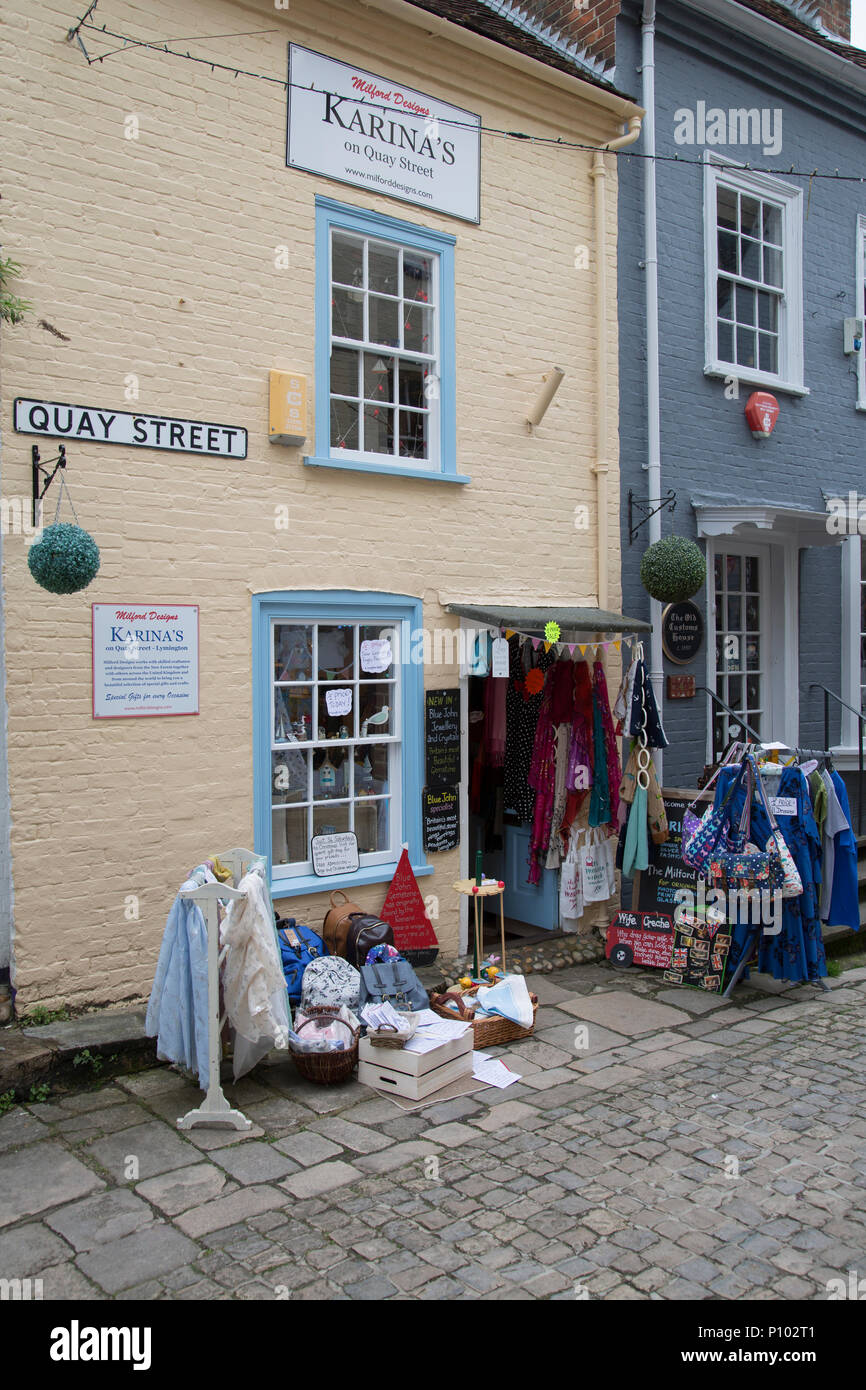Karina’s Shop; Quay Street, Lymington; New Forest; Hampshire; England; UK Stock Photo