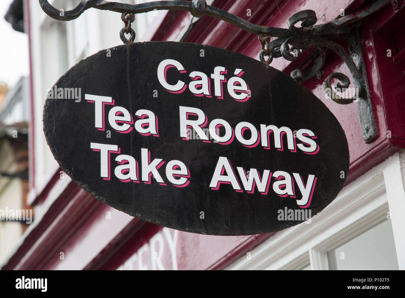 Cafe Sign in Lymington; New Forest; Hampshire; England; UK Stock Photo