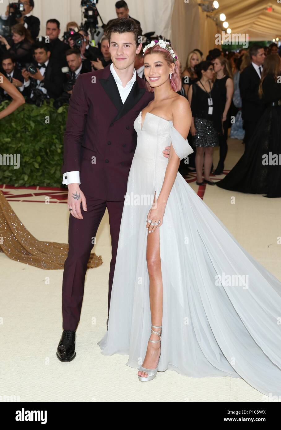 MET Gala 2018 Heavenly Bodies Fashion The Catholic Imagination Arrivals Featuring Hailey Baldwin Shawn Mendes