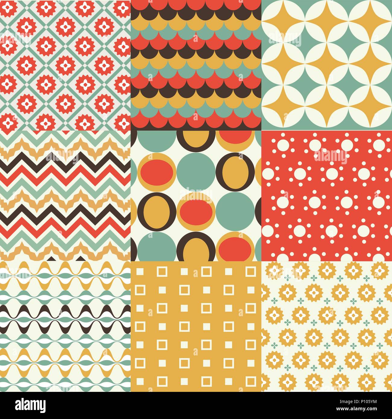 Retro seamless pattern set Stock Vector Image & Art - Alamy
