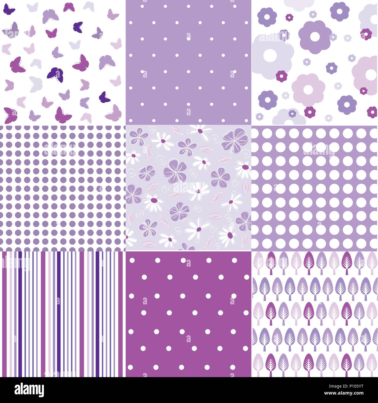 Seamless vintage floral background set Stock Vector