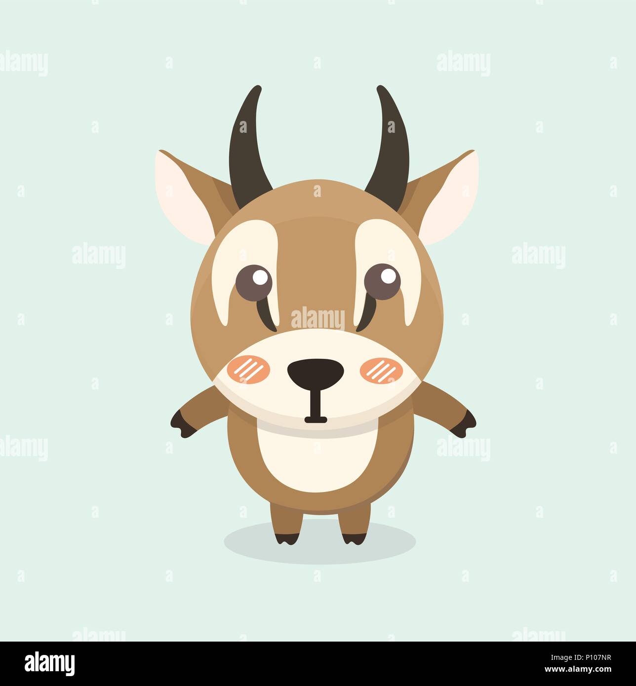 Cute cartoon antelope on pastel background. Stock Vector