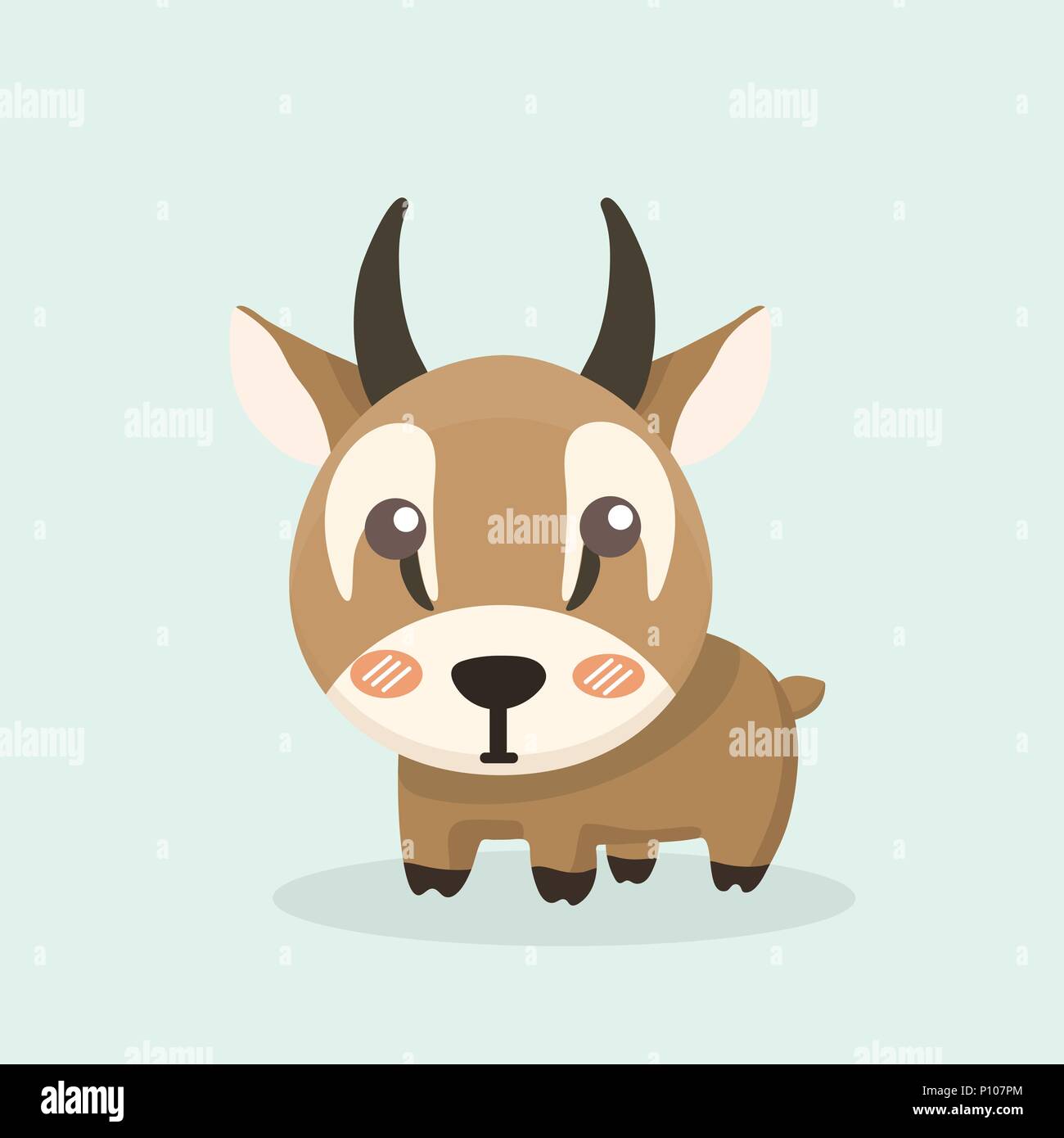 Cute cartoon antelope on pastel background. Stock Vector