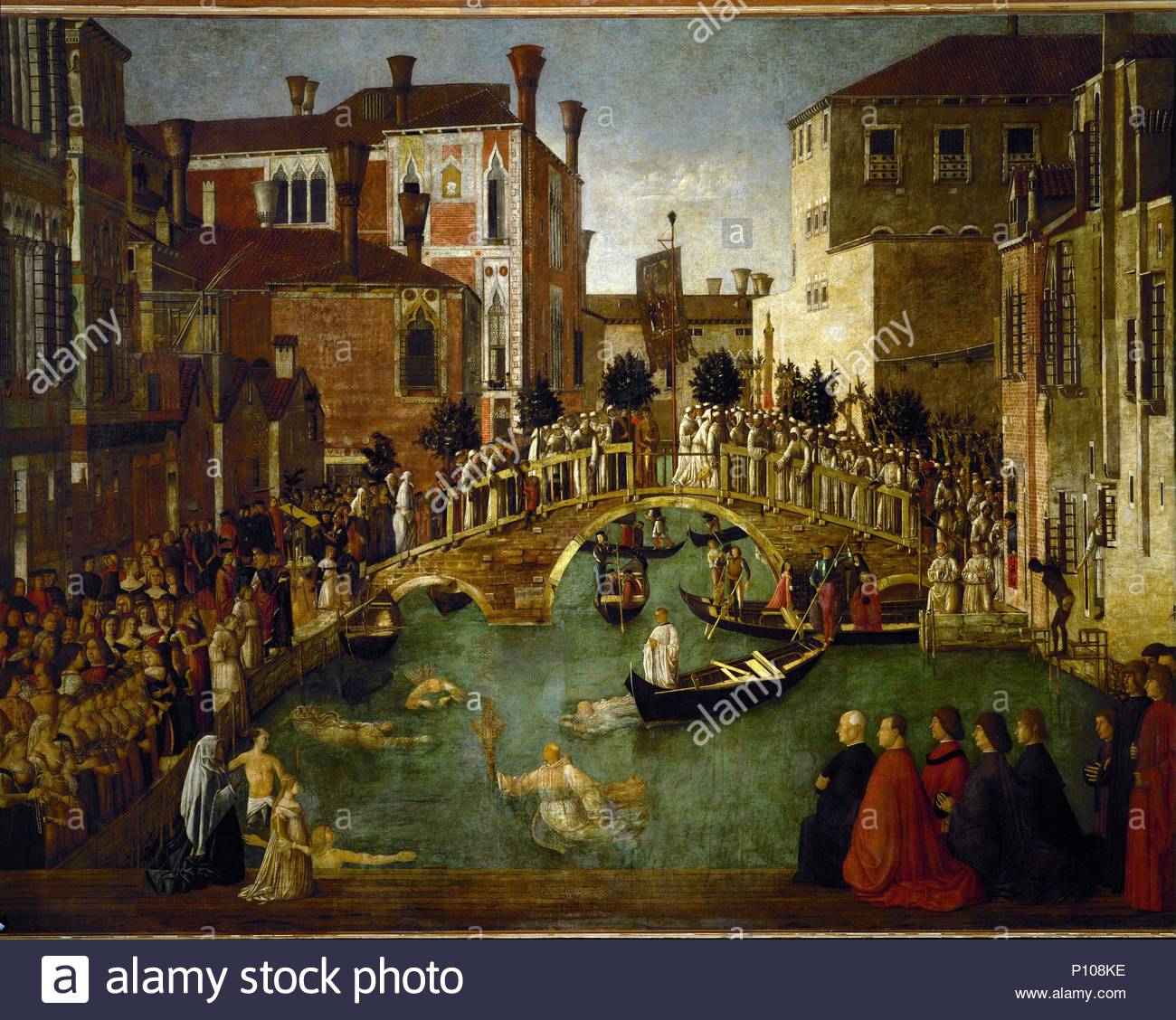 The Miracle of the Holy Cross (1496-1497). Author: Gentile Bellini (1429-1507). Location: Galleria dell'Accademia, Venice, Italy.
