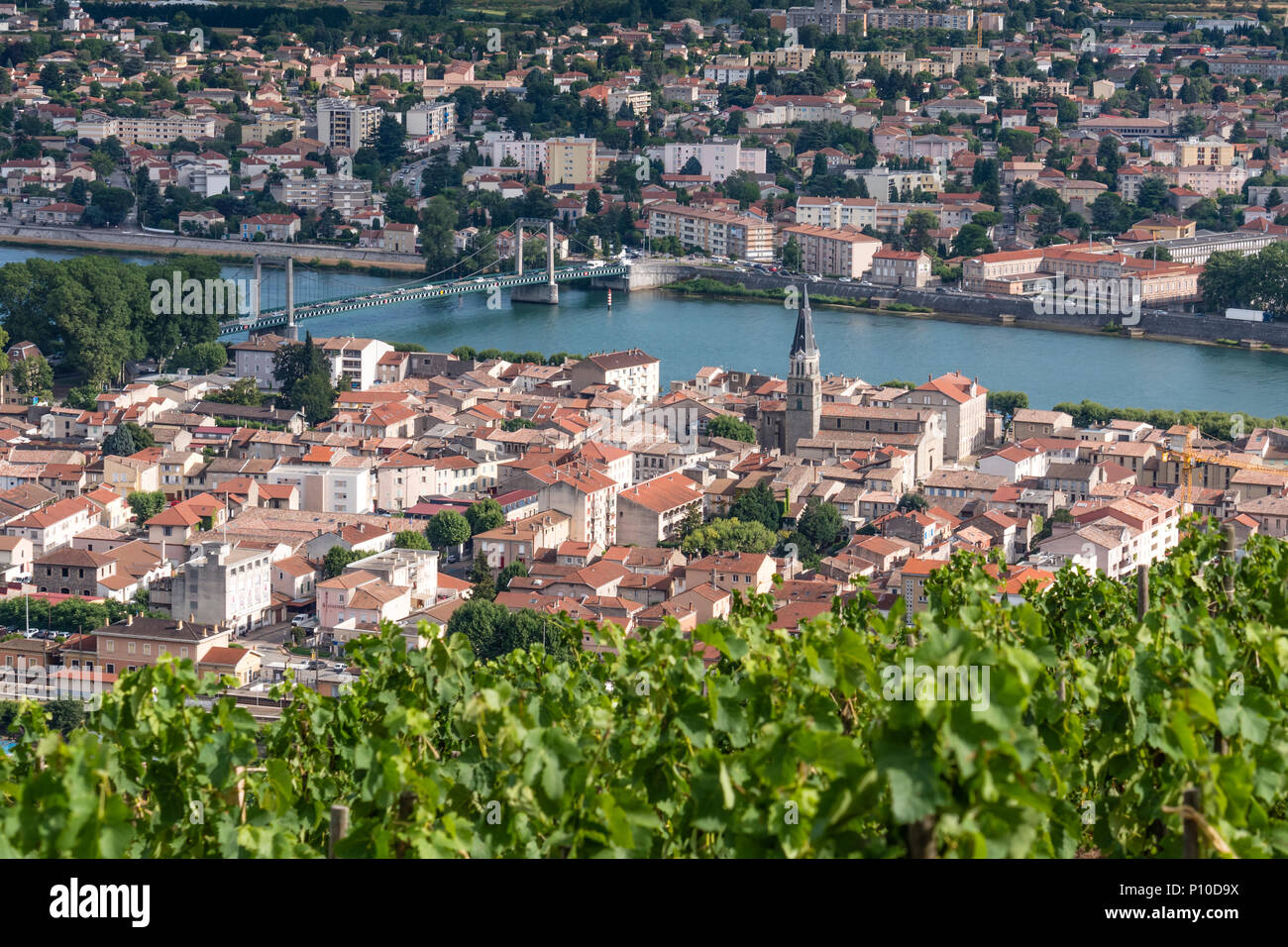 Across the vineyards at Tain l'hermitage  Drôme Auvergne-Rhône-Alpes France Stock Photo