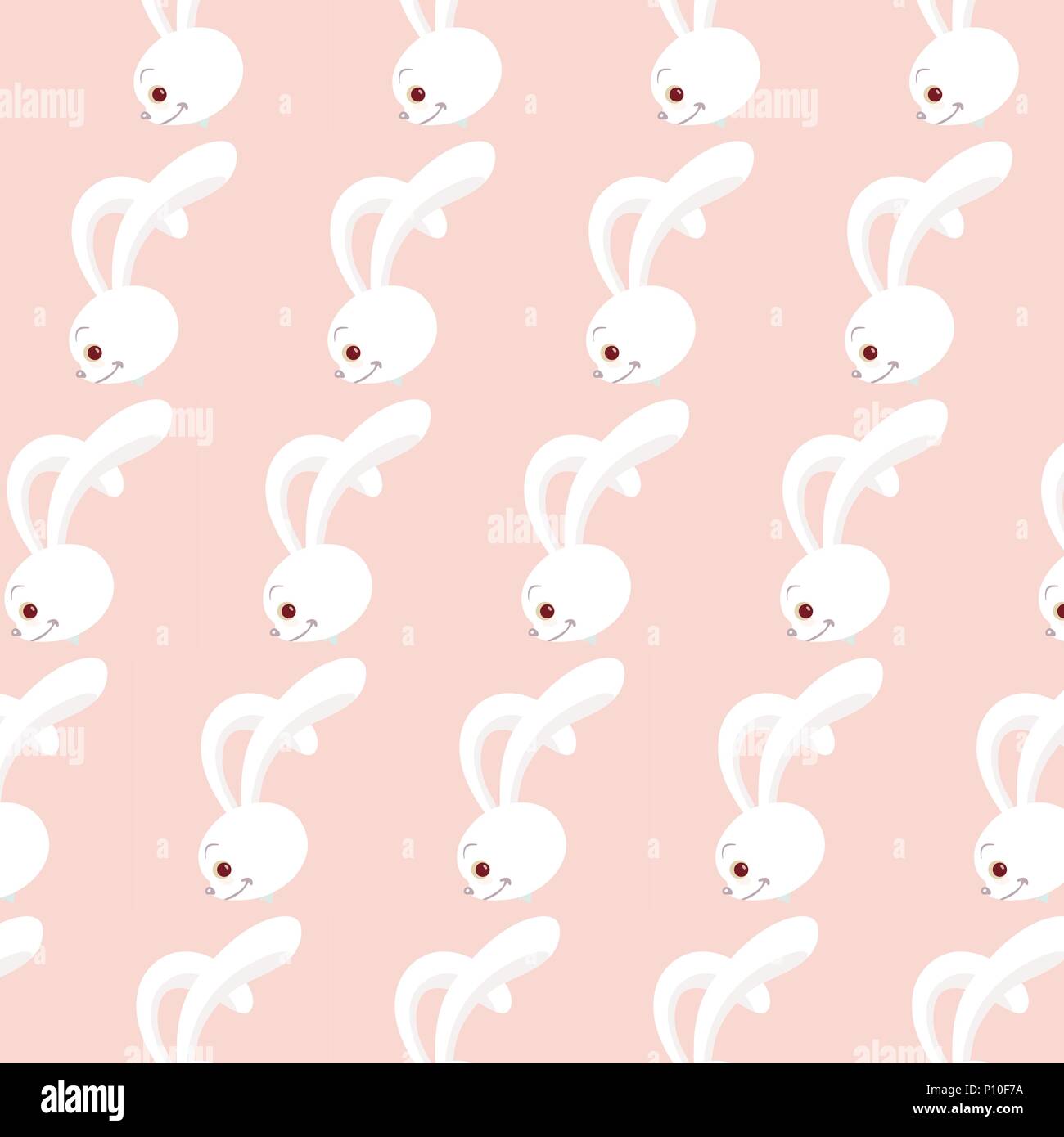 Seamless pattern with cute white rabbits Stock Vector Image & Art - Alamy