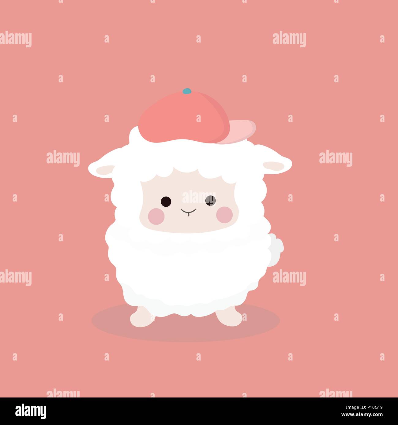 Cute sheep in flat style on pastel background Stock Vector Image & Art ...