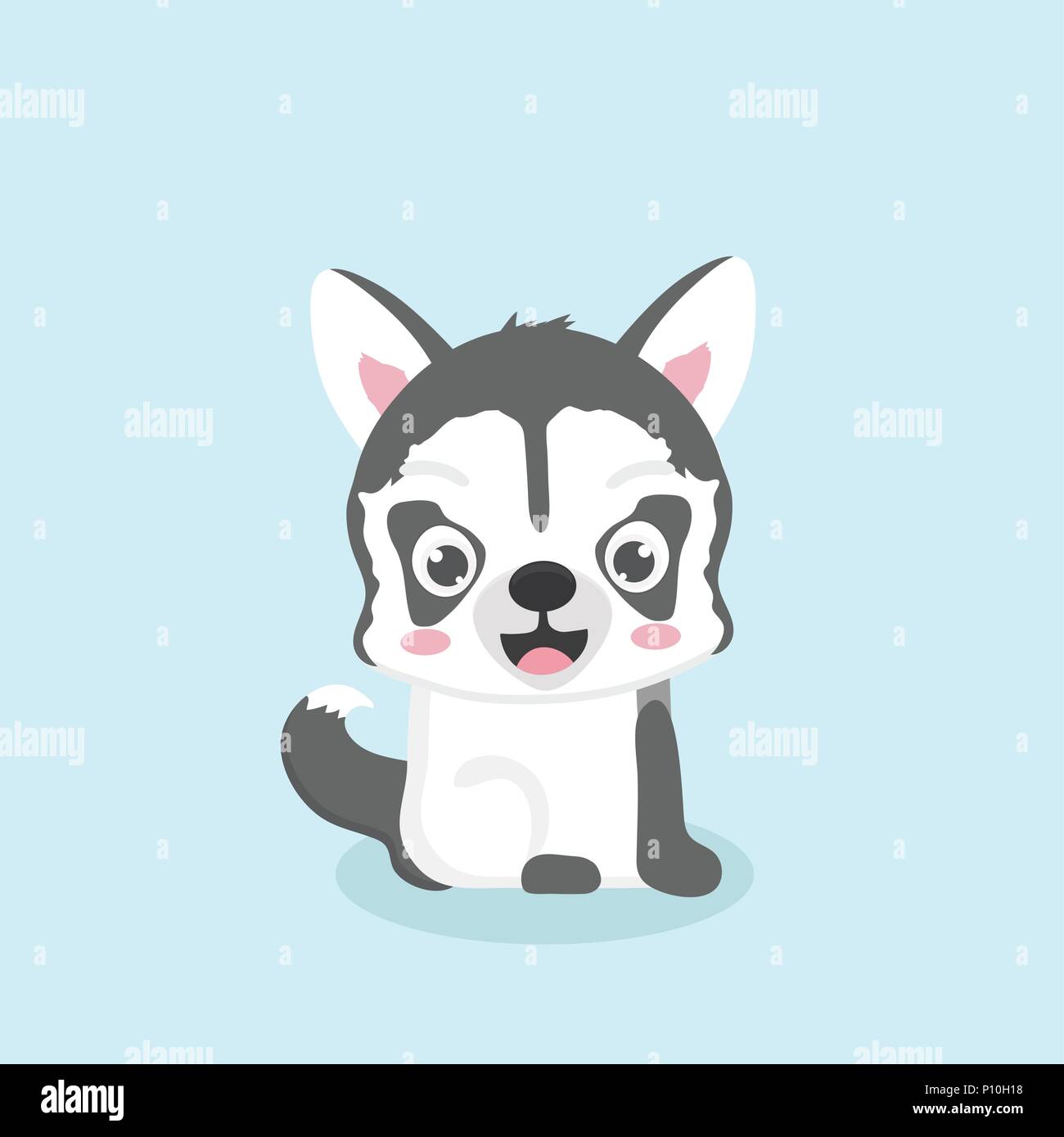 Cute cartoon siberian husky puppy on pastel background Stock Vector ...