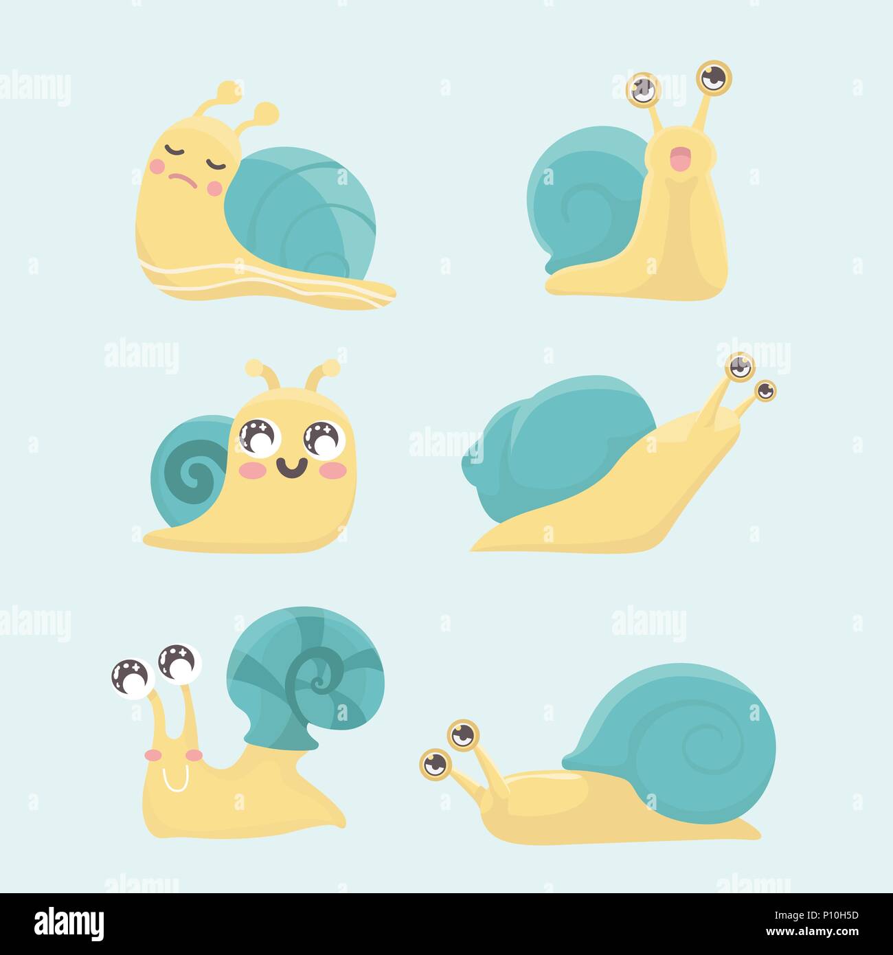 Cartoon snail vector set. Stock Vector