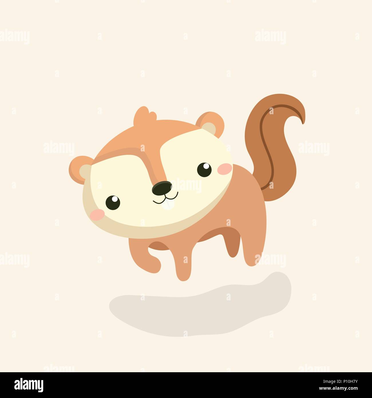 Cute squirrel cartoon on pastel background. Stock Vector