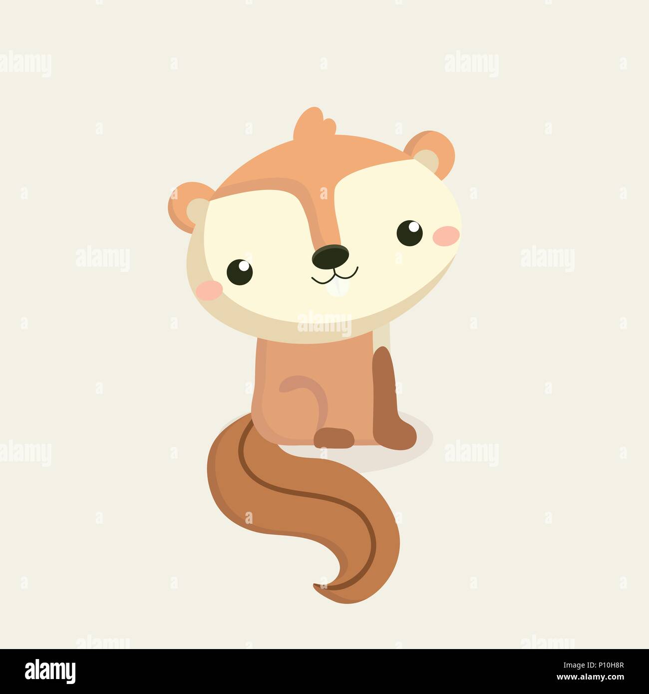 Cute Squirrel Cartoon On Pastel Background Stock Vector Image Art Alamy