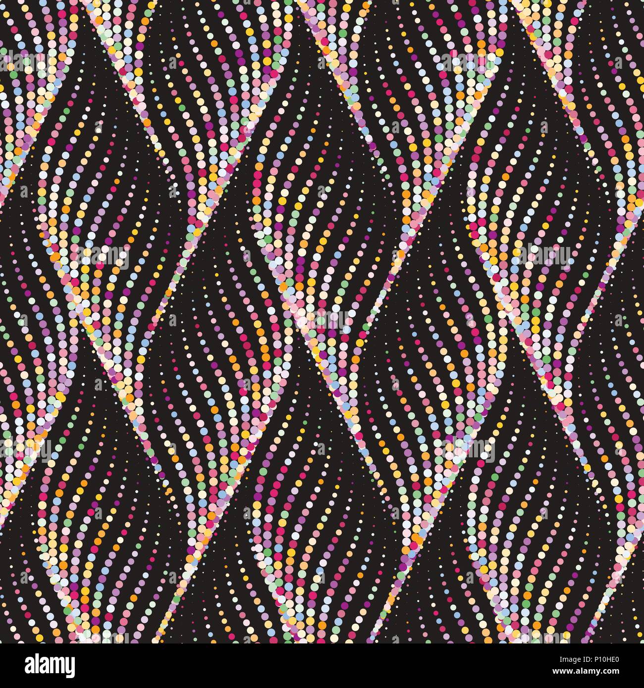 Colorful abstract dotted wave stylish texture. Endless modern halftone background. Vector seamless geometric pattern Stock Vector