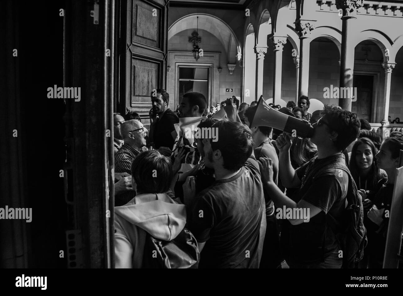 antifascist demonstration in the university Stock Photo