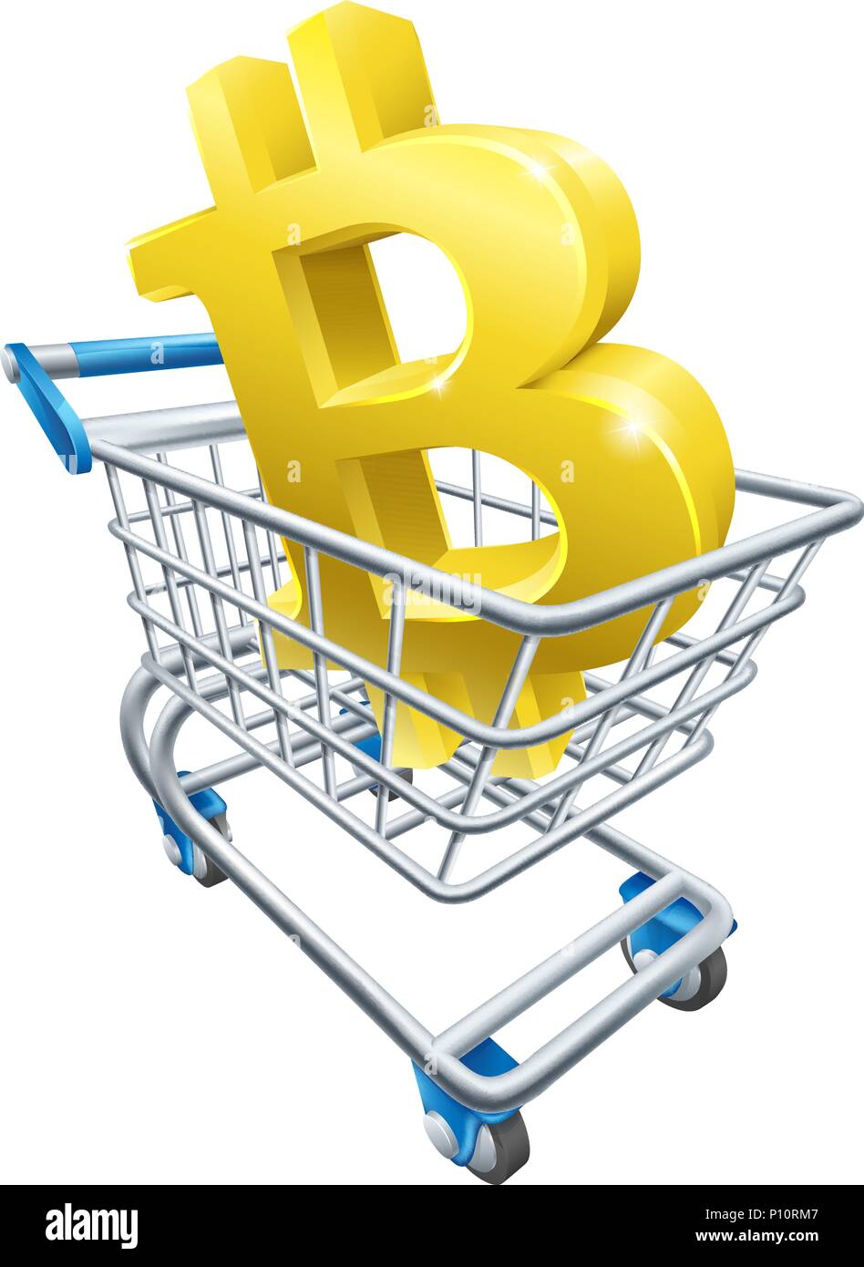 Bitcoin Shopping Cart Concept Stock Vector