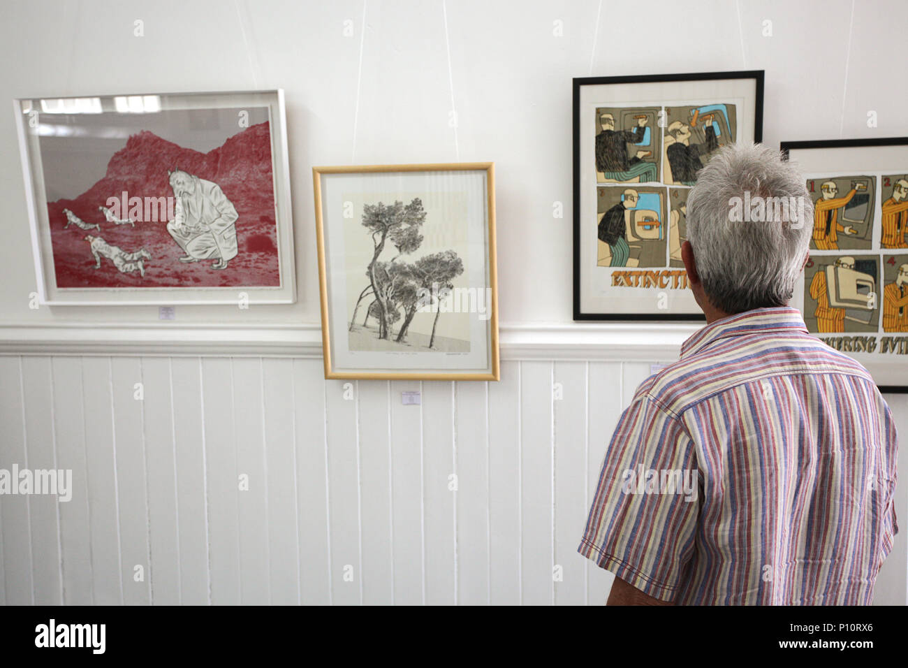 Contemporary Art Expo visitor / man Stock Photo - Alamy