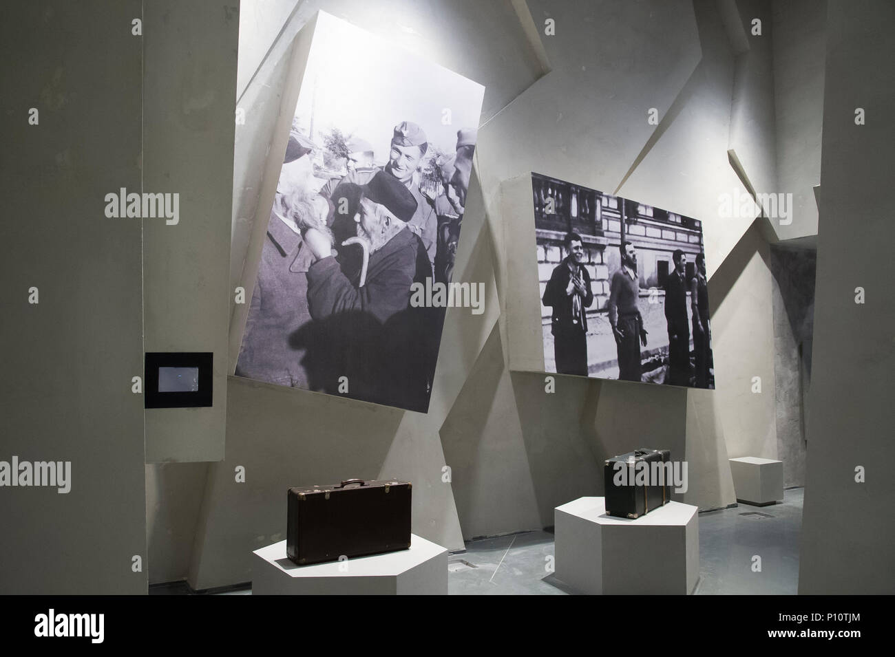 Nazi German terror during Invasion of Poland in September 1939 made by American photographer Julien Bryan as a part of exhibion in Museum of the Secon Stock Photo