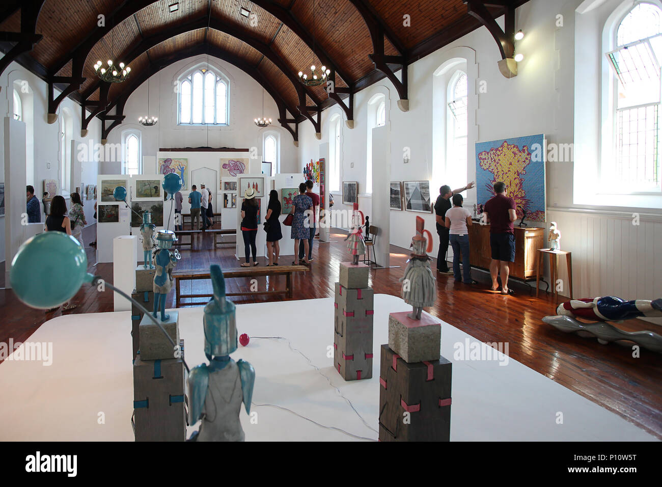 People enjoying art at a Contemporary Art Expo Stock Photo - Alamy