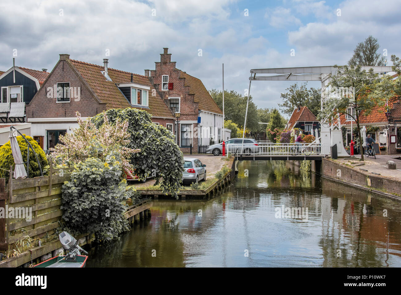 One of the drawbridges of entrance to the city of edam that cross the canals. netherlands Stock Photo