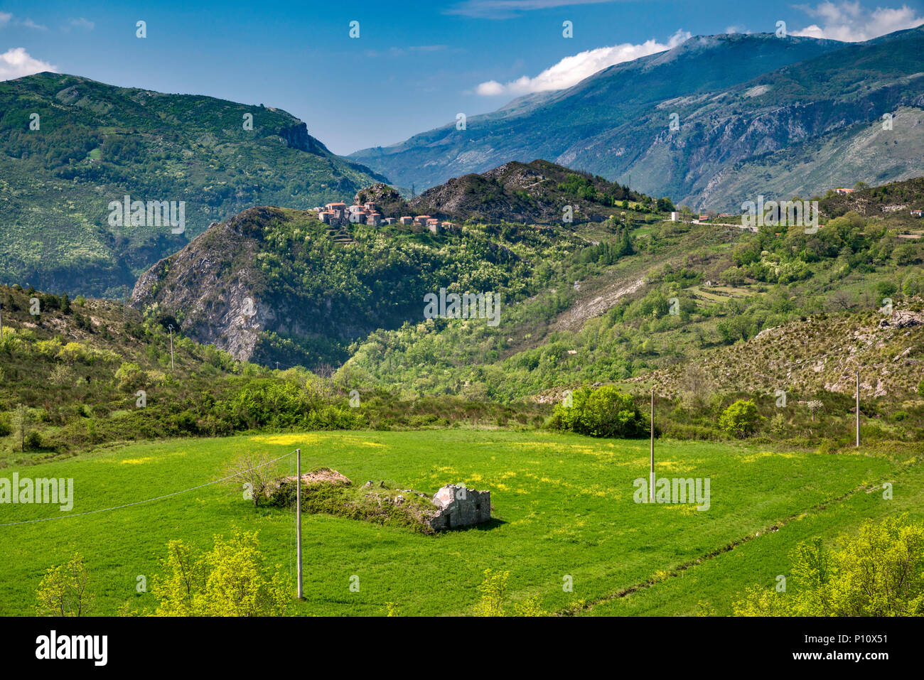 Hill town of Avena, Orsomarso Massif, Pollino National Park, Calabria, Italy Stock Photo