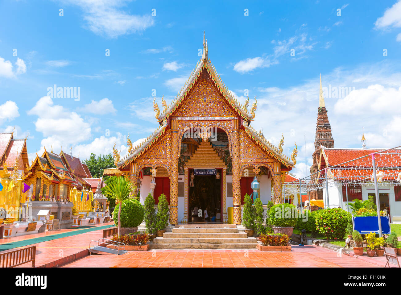 Wat phra that hariphunchai Temple lamphun Most beautiful and most popular travel destination Temple in North province at Lamphun Thailand 18 October 2 Stock Photo
