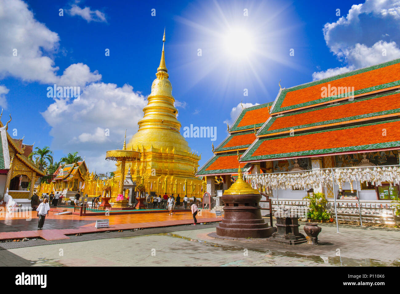 Wat phra that hariphunchai Temple lamphun Most beautiful and most popular travel destination Temple in North province at Lamphun Thailand 12 February  Stock Photo