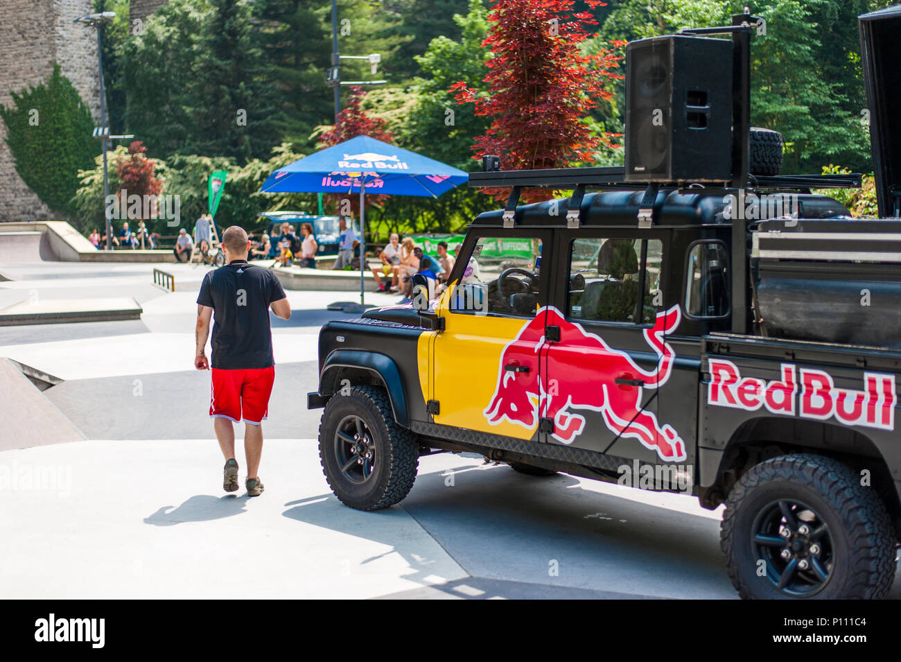 Redbull truck during the acrobatics event, Luxembourg Stock Photo - Alamy