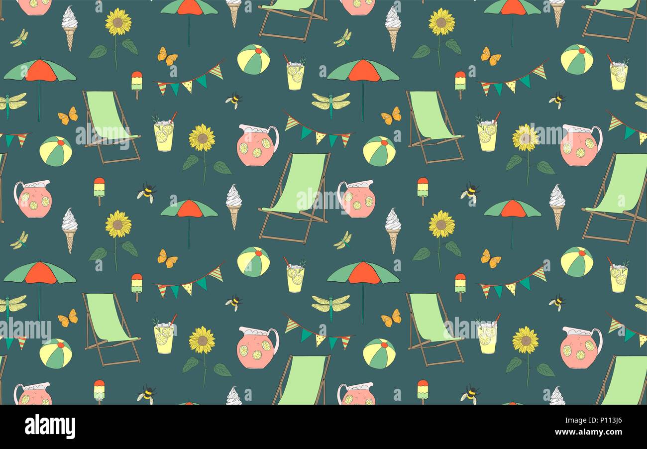 Seamless pattern summer vacation, vector Stock Vector Image & Art - Alamy