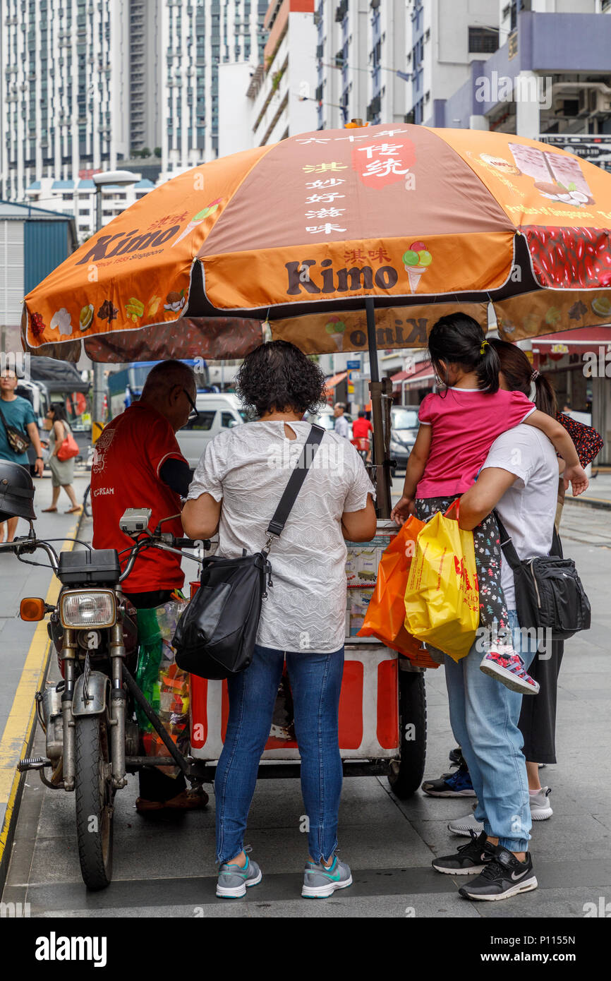 Icecream cart in Sago Street, Chinatown, Singapore, Singapore Stock