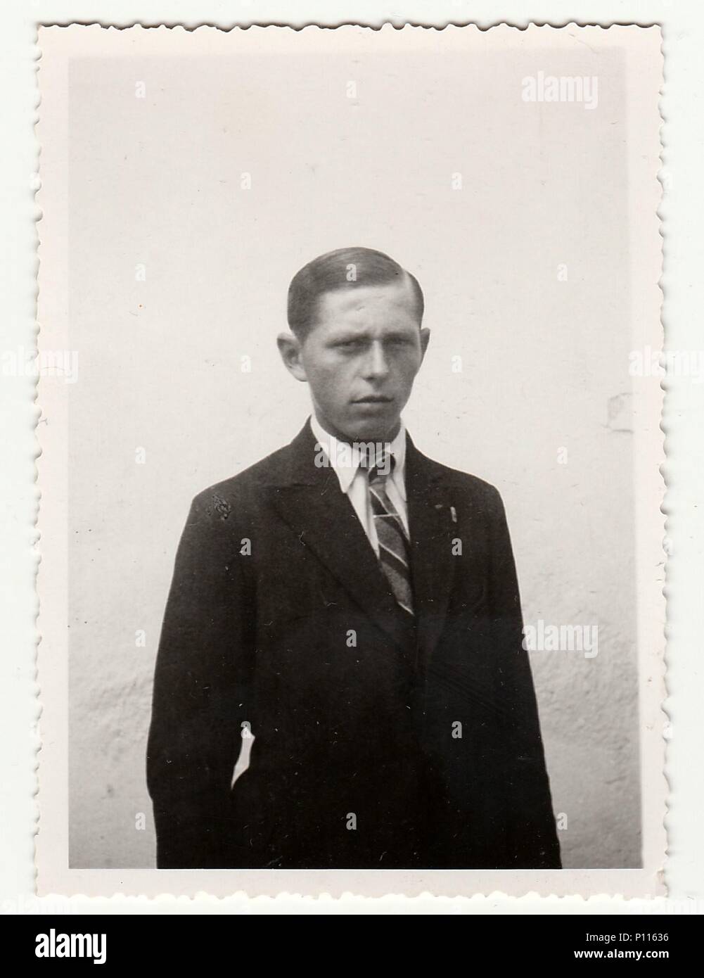 THE CZECHOSLOVAK REPUBLIC CIRCA 1940s Vintage photo of a young man