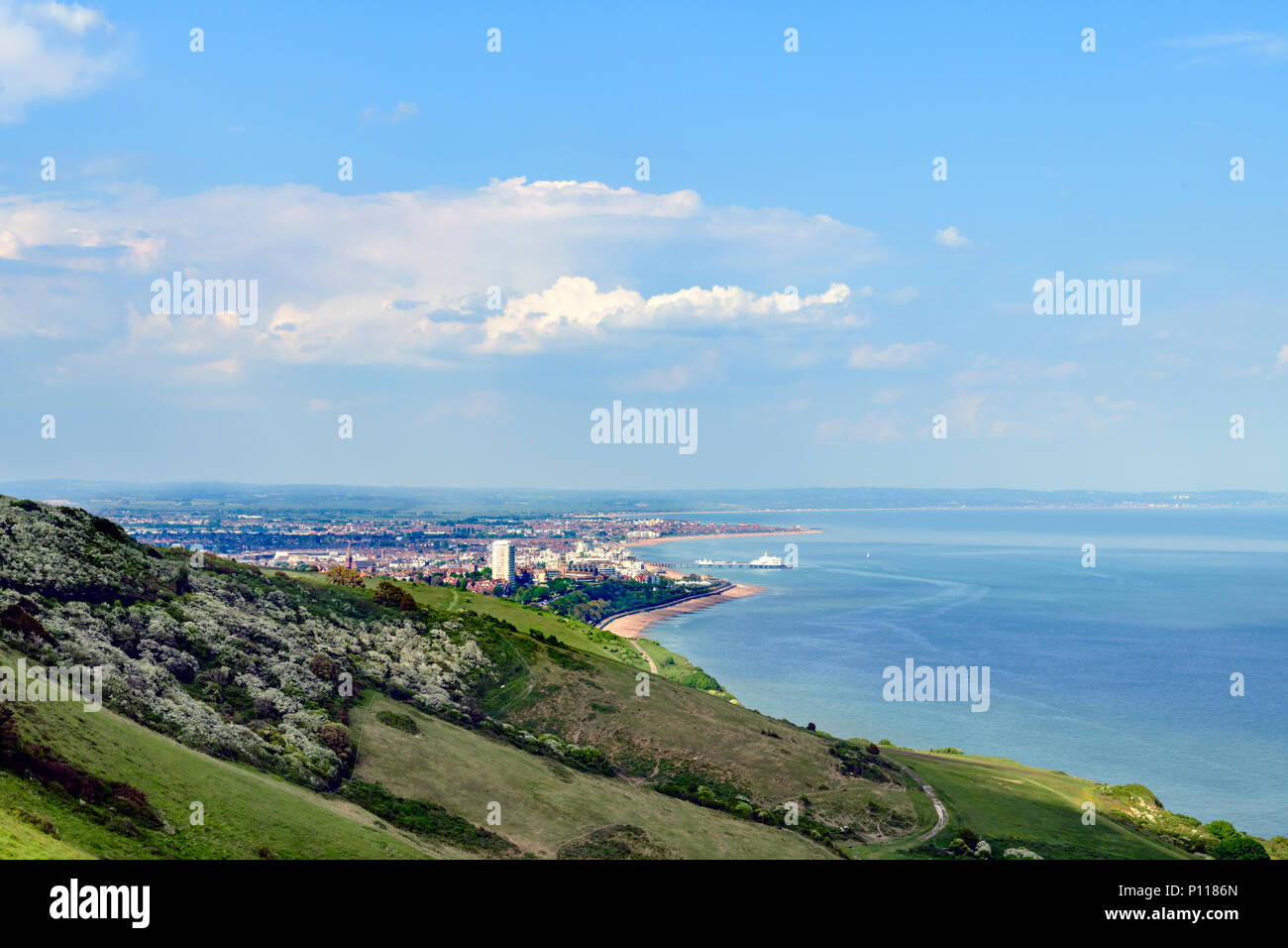 View of Eastbourne town from Beachy head Stock Photo