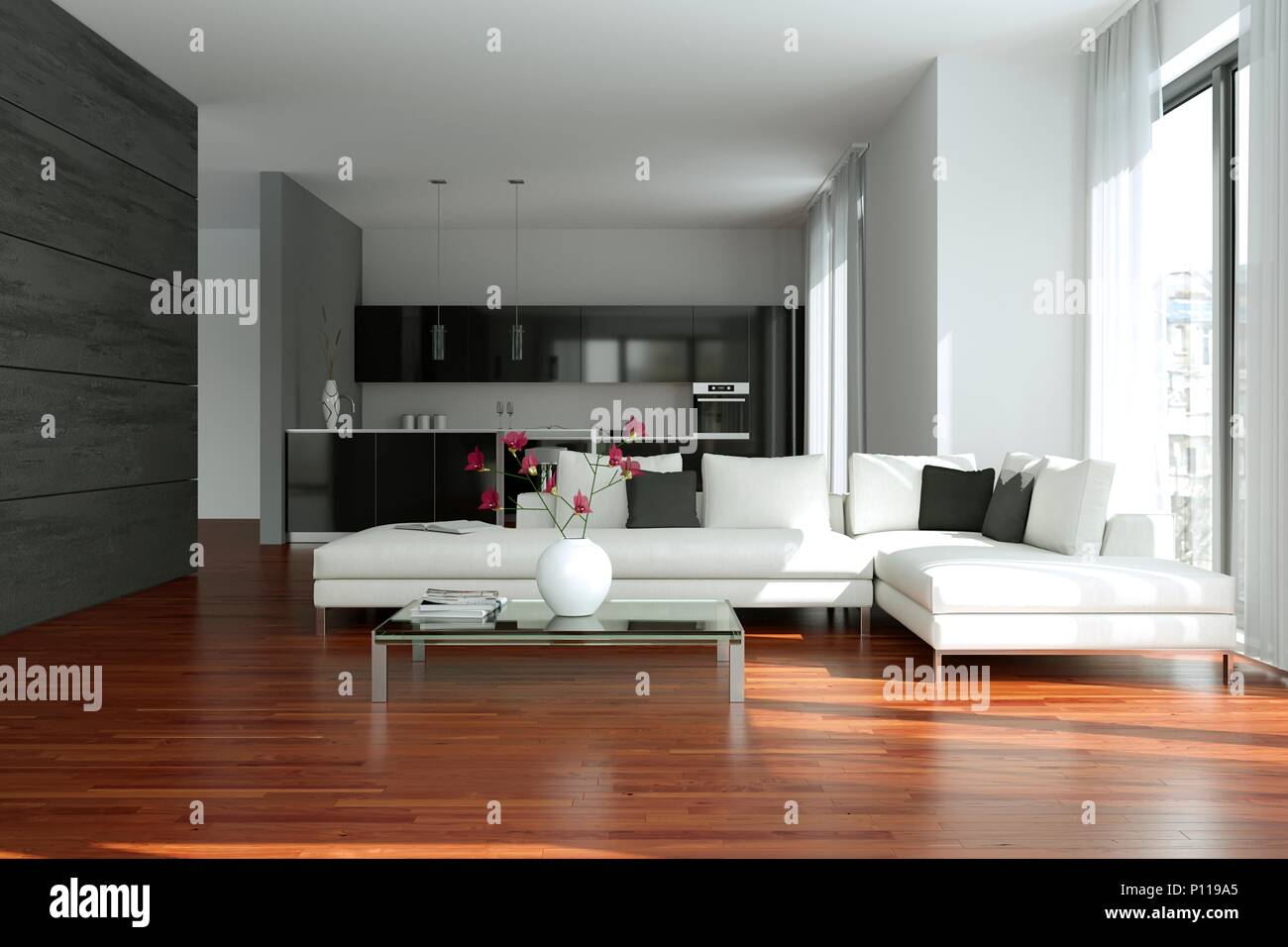 modern white living room interior design Stock Photo - Alamy