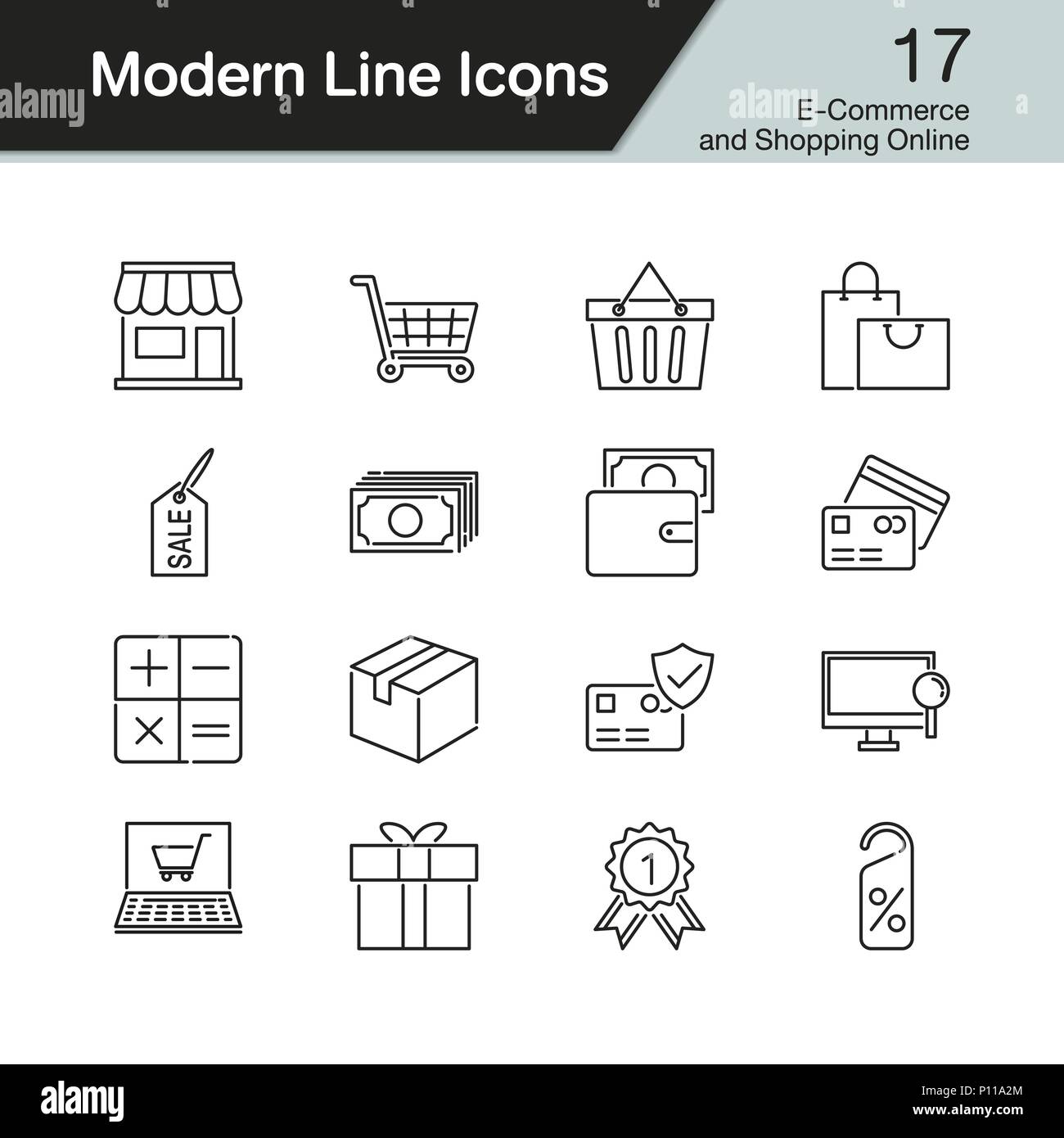 E-commerce and Shopping online icons. Modern line design set 17. For ...