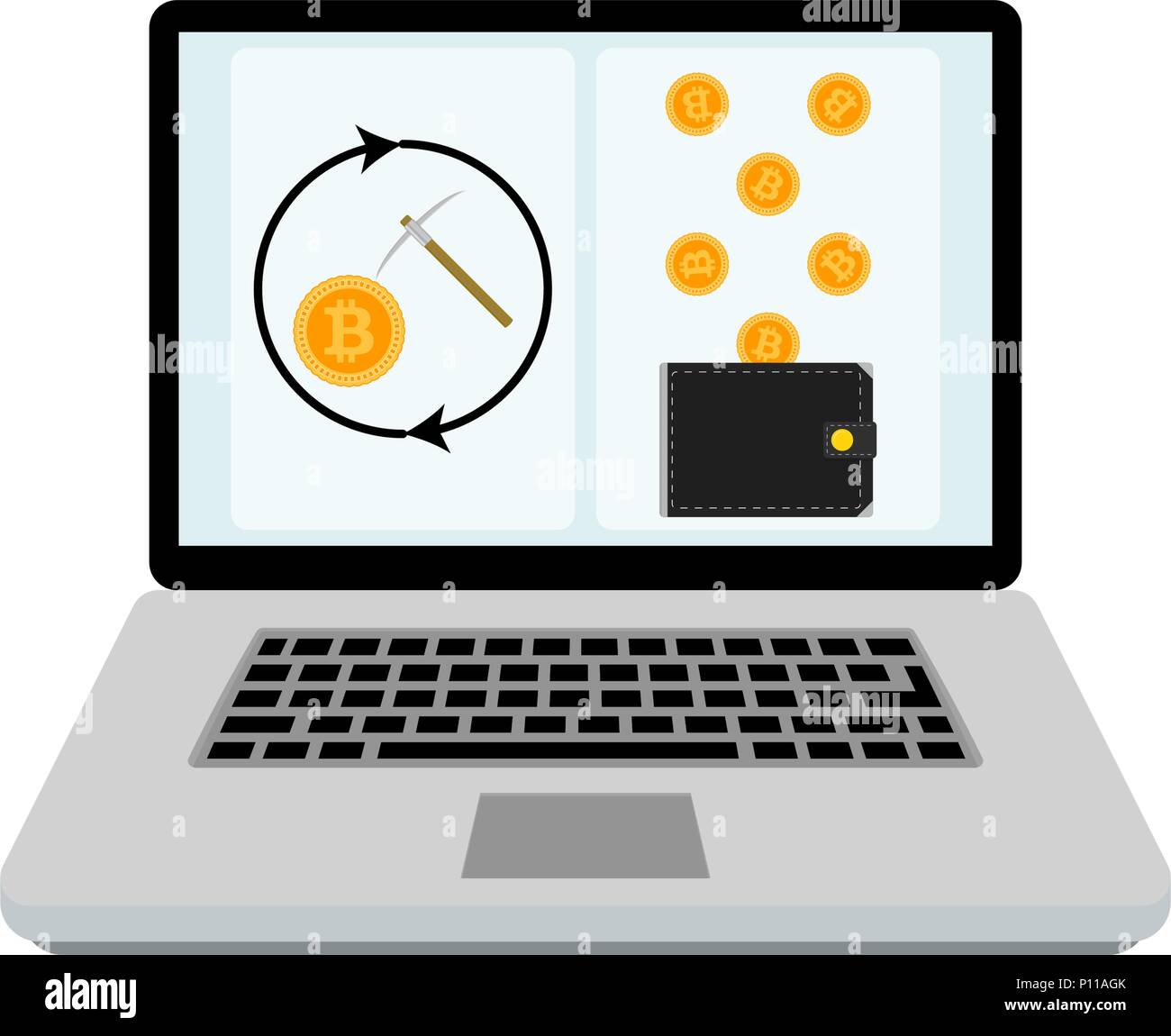 Mining Bitcoin Laptop Vector Finance Coin Mining Internet Technology Exchange Illustration Stock Vector Image Art Alamy