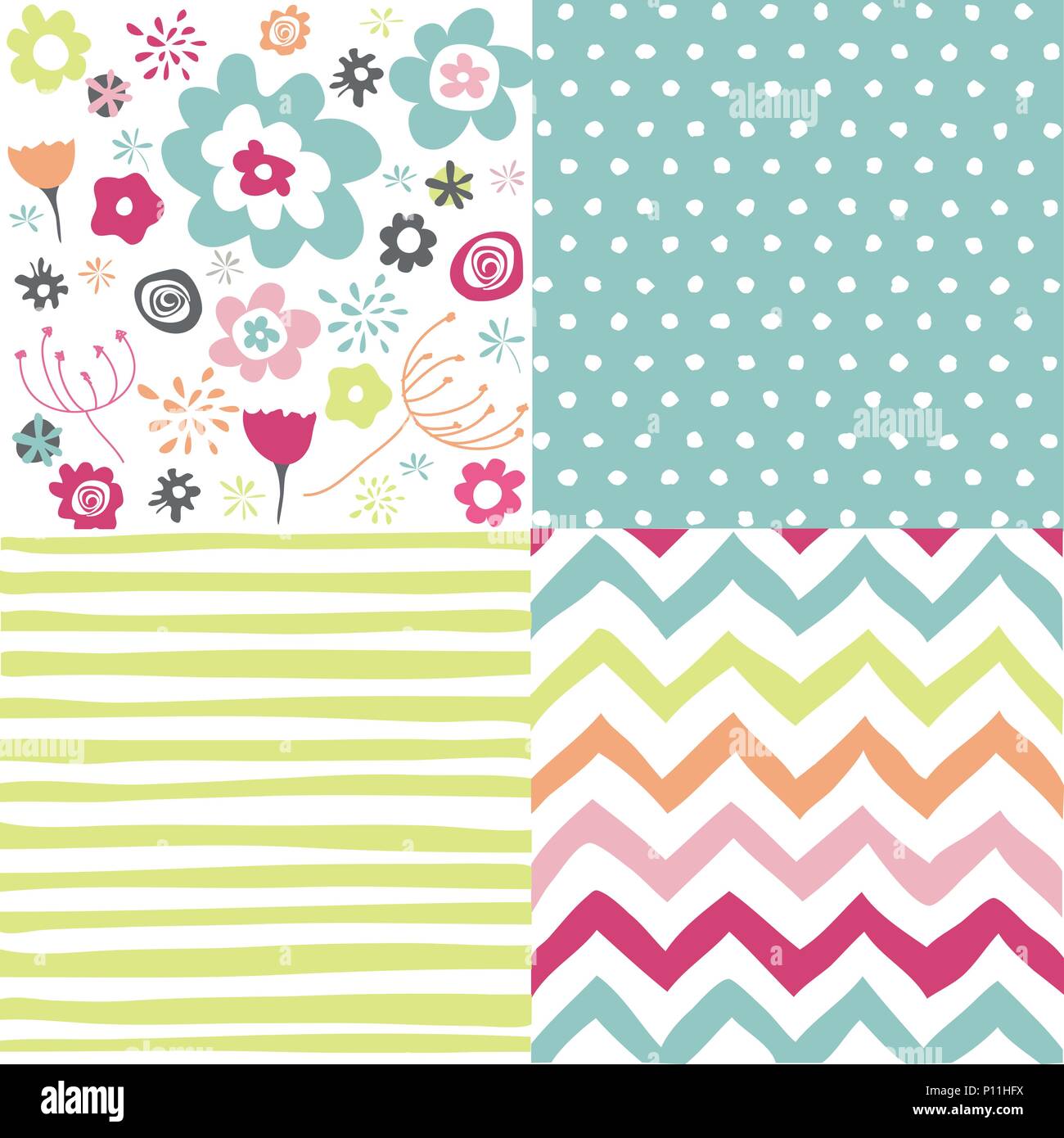 Seamless floral background set Stock Vector