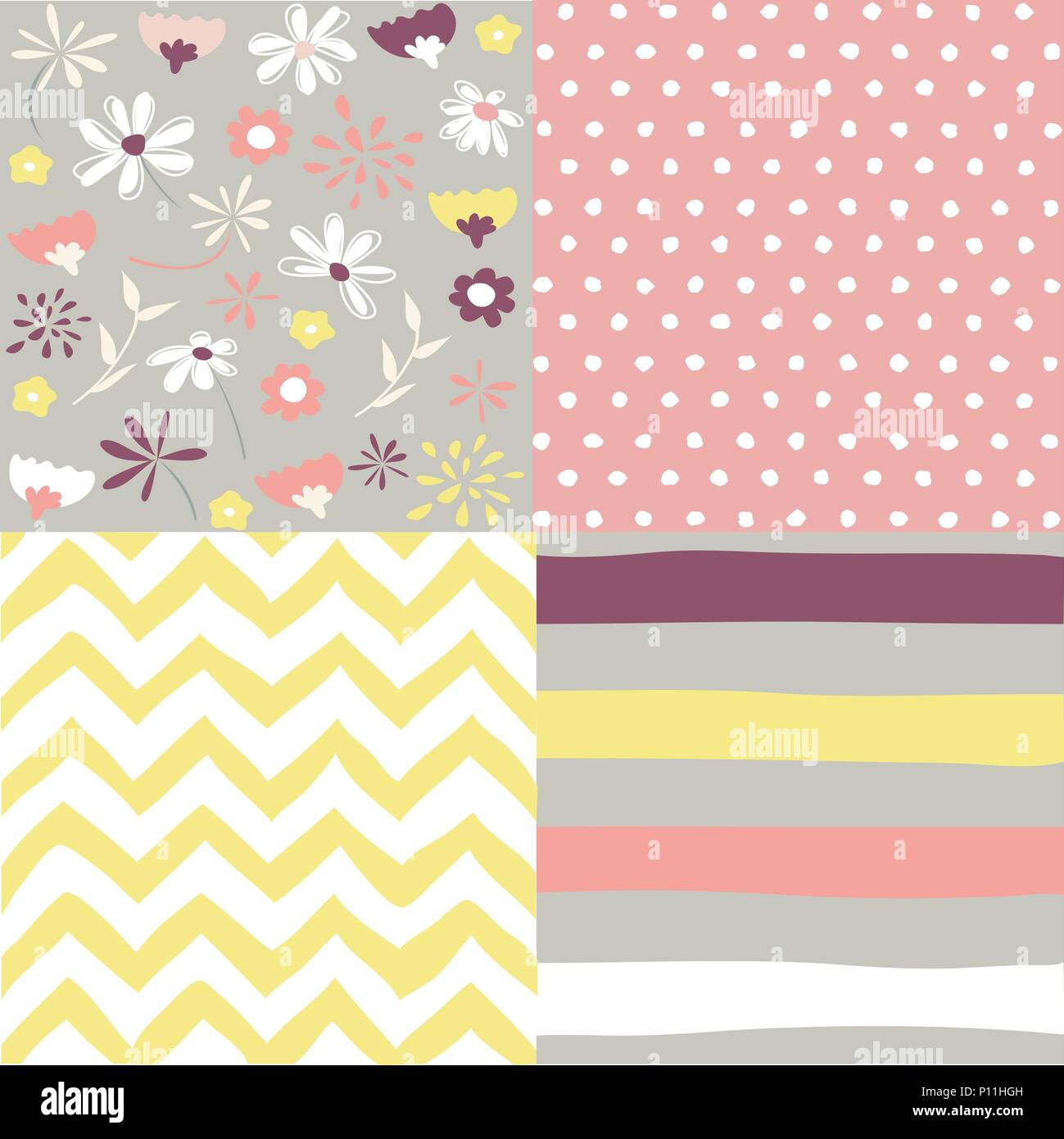 Seamless floral background set Stock Vector