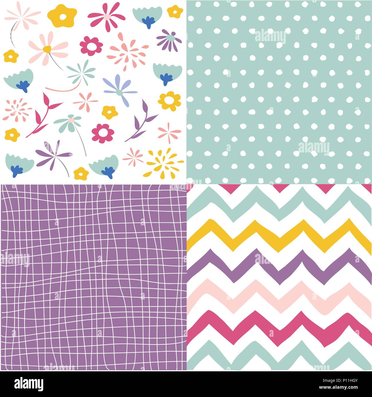 Seamless floral background set Stock Vector