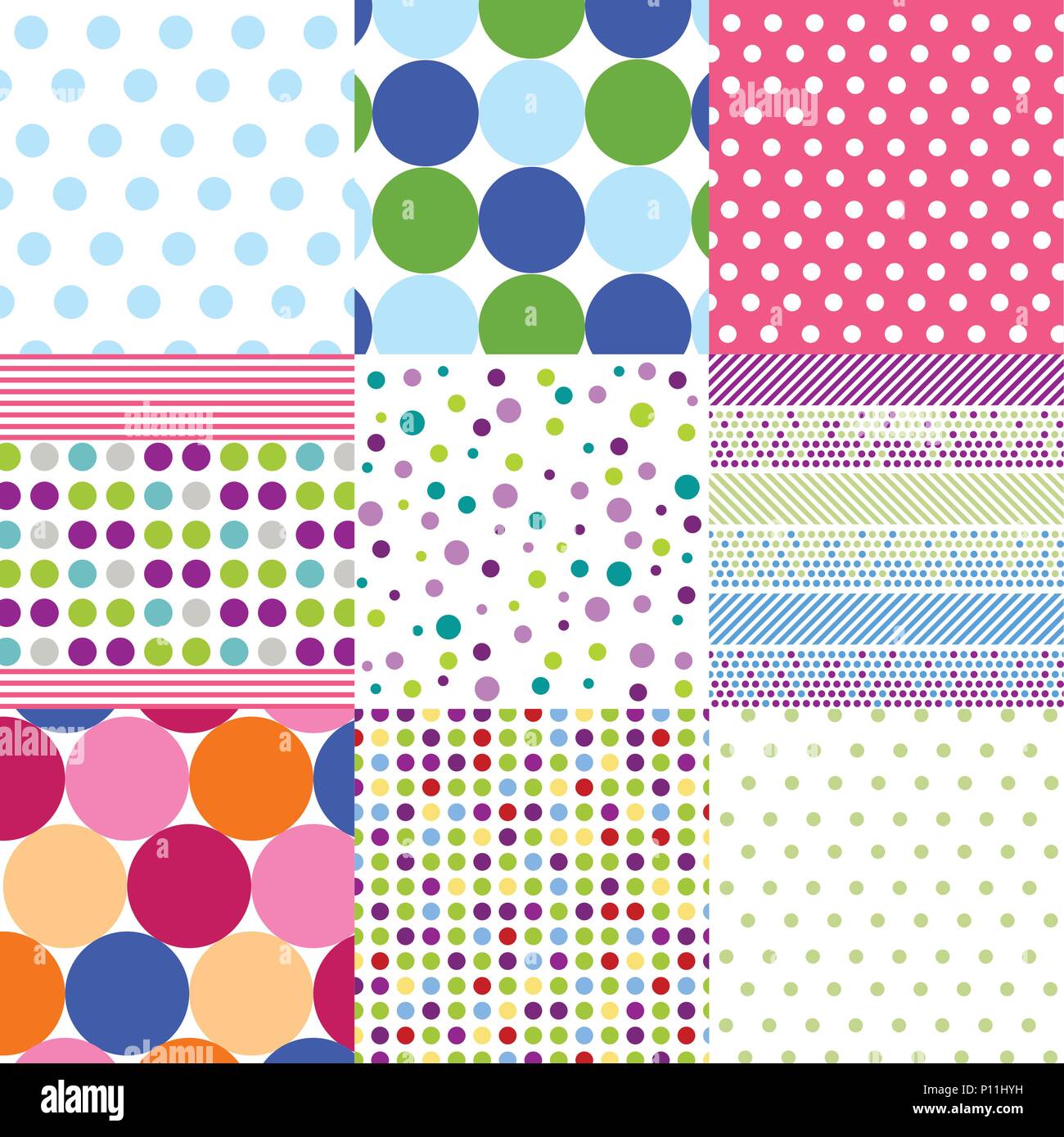 Seamless patterns, polka dot set Stock Vector Image & Art - Alamy