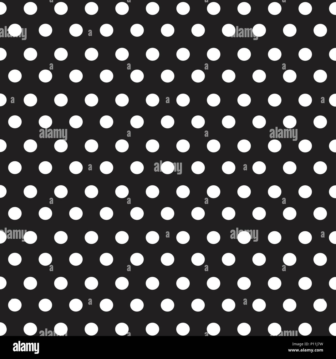 White dots polka on black background seamless pattern Stock Vector