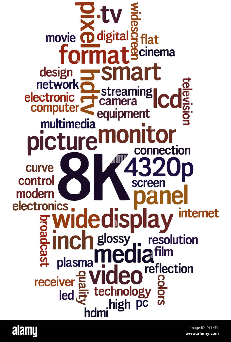 8K screen resolution, word cloud concept on white background. Stock Photo