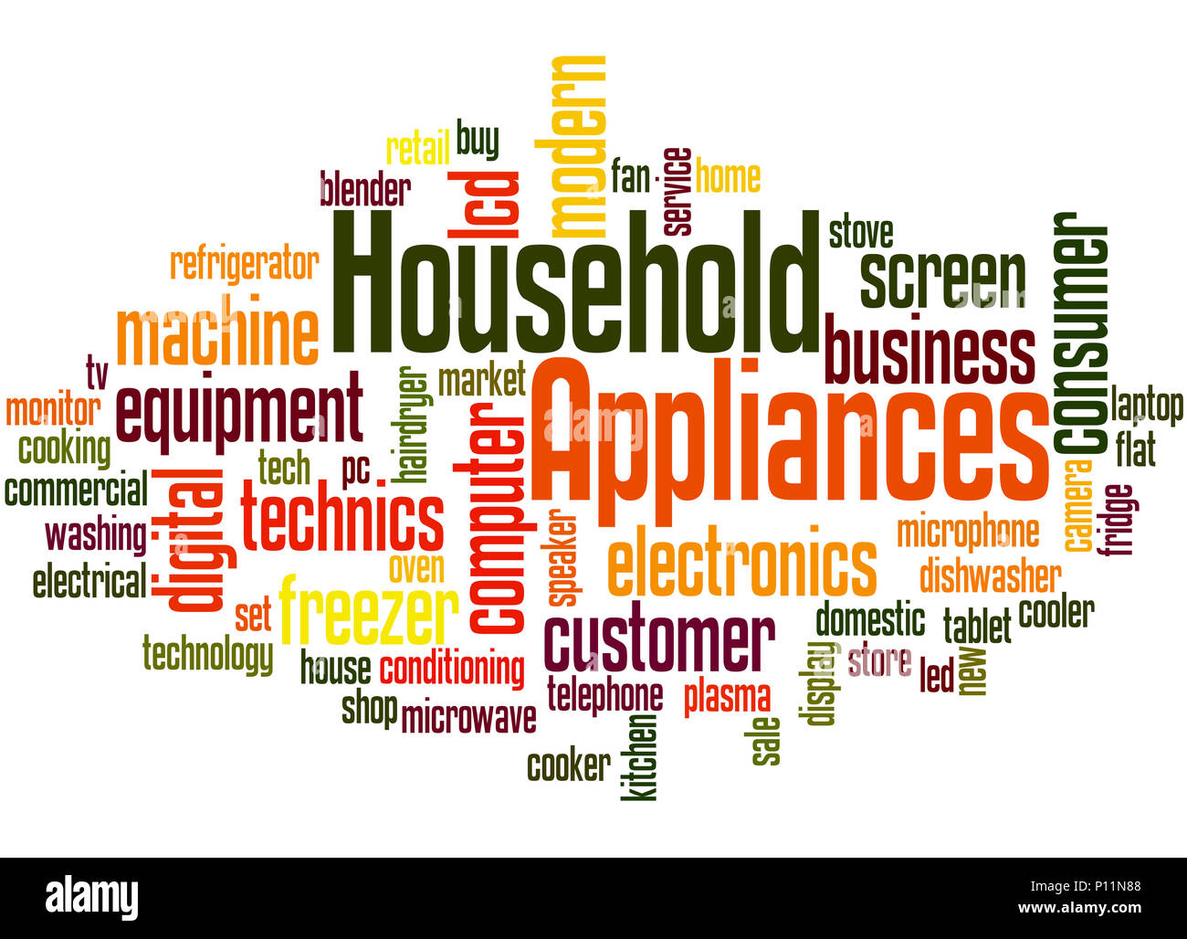 Household Appliances, word cloud concept on white background Stock