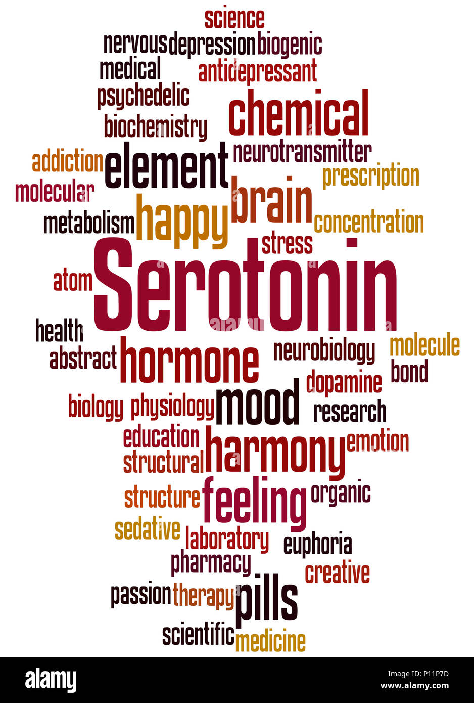 Serotonin, word cloud concept on white background. Stock Photo