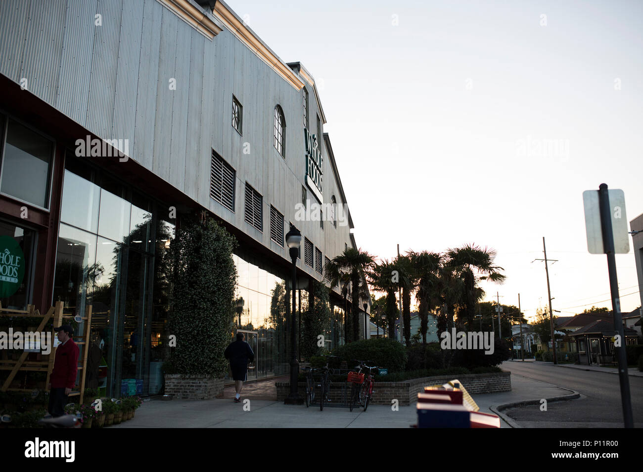 Whole Foods Market on Magazine Street in New Orleans, Louisiana, at golden hour. Stock Photo