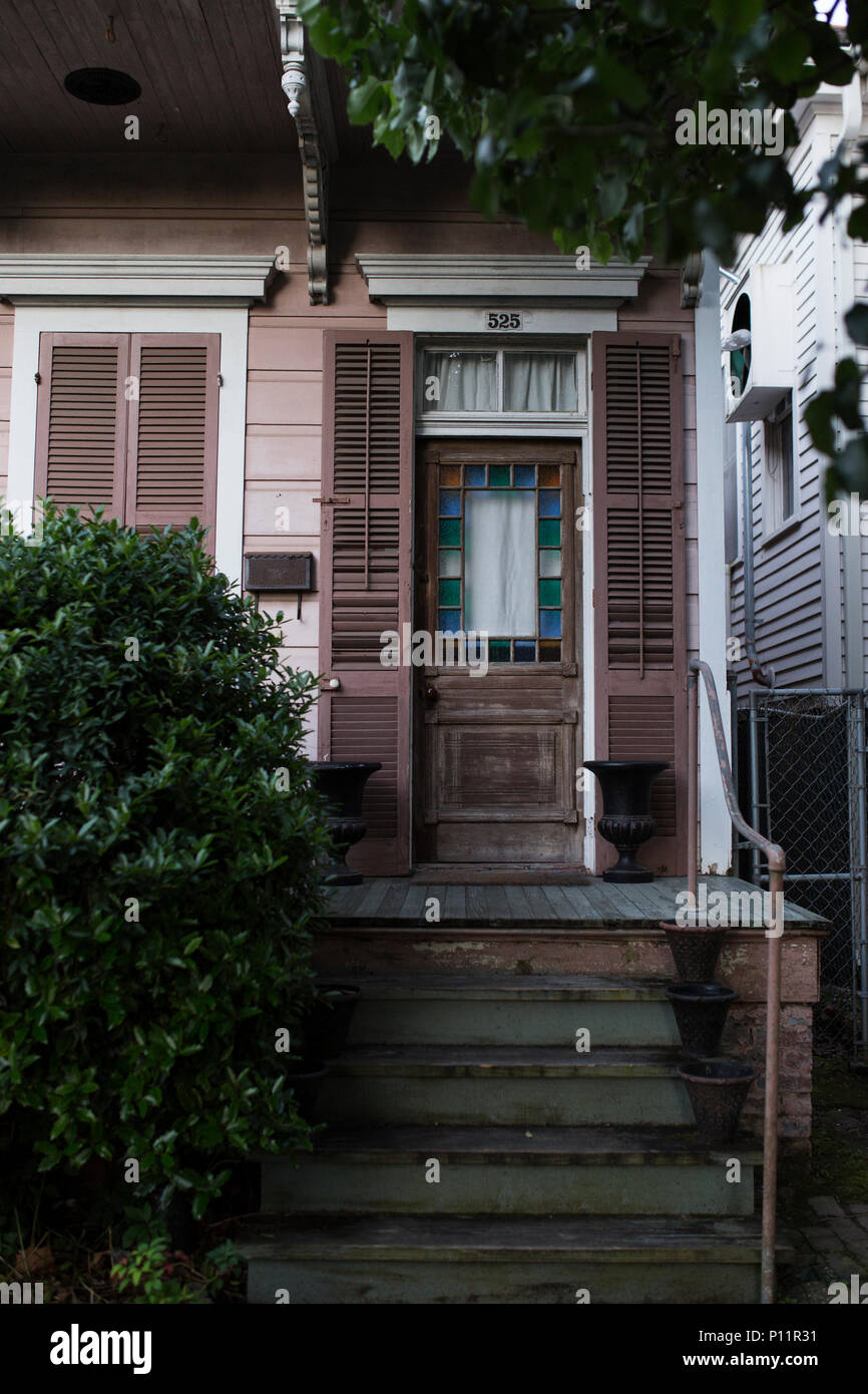 A shotgun house in the West Riverside neighborhood of New Orleans, Louisiana. Stock Photo