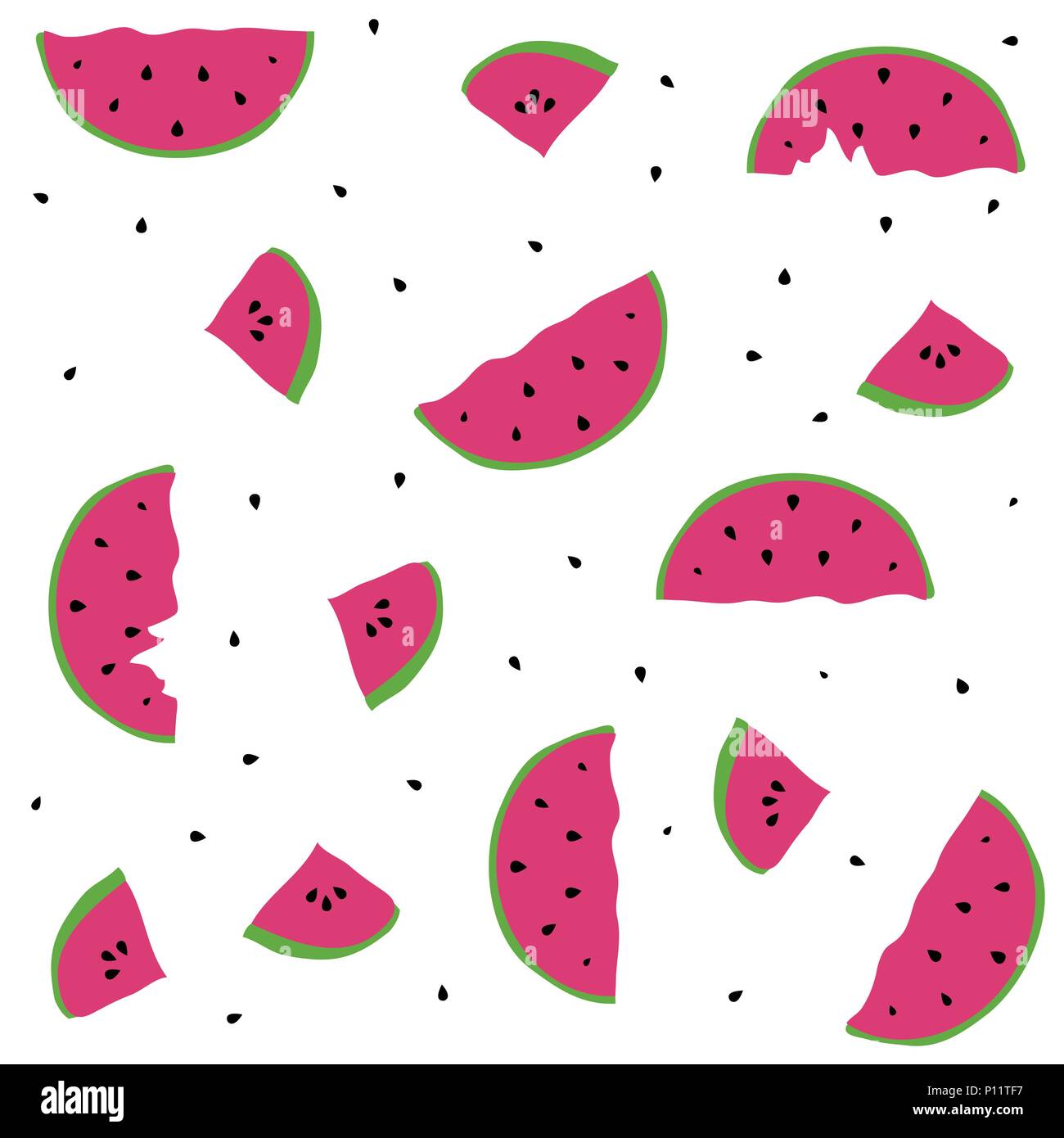 Seamless pattern with elements of watermelons Stock Vector